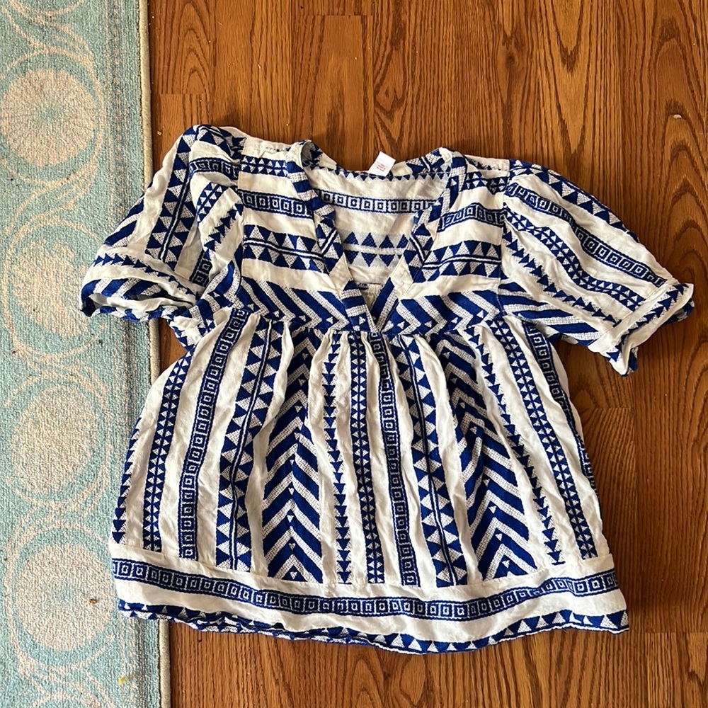 Blue & White Short Sleeve Top